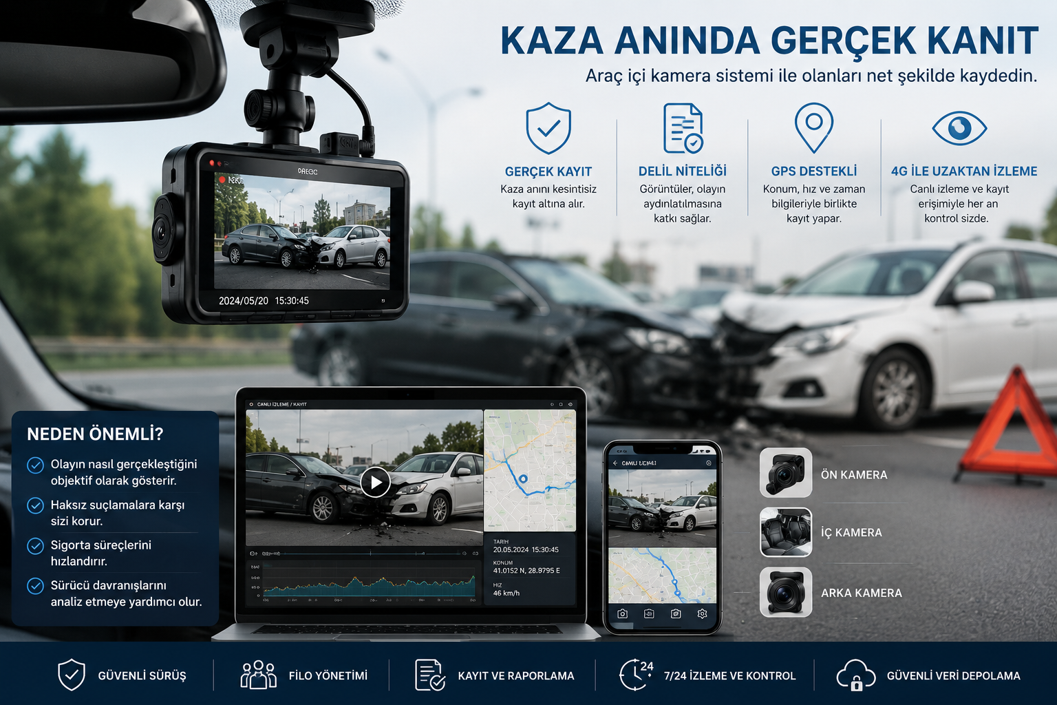 Araç İçi Kamera Sistemi Kaza Anında Neden Önemlidir?