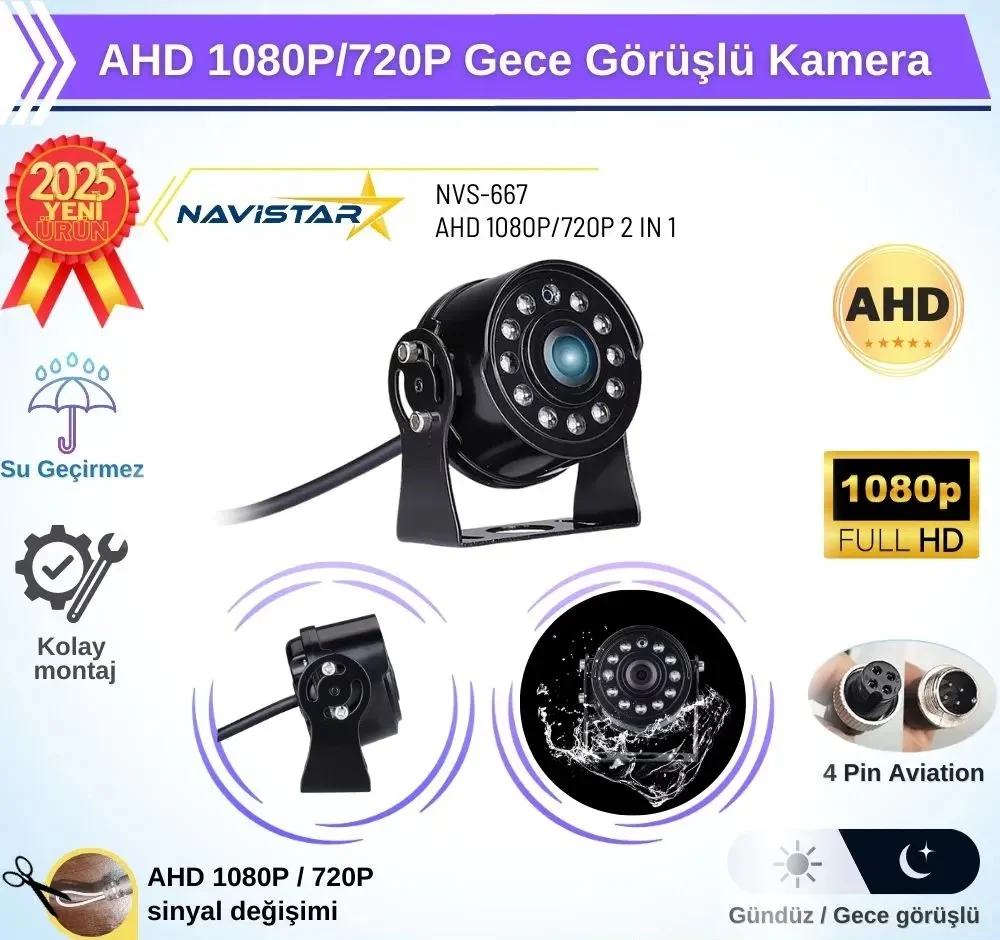 Yuvarlak tip Metal Kasa 11 Ledli Gece Görüşlü Kamera