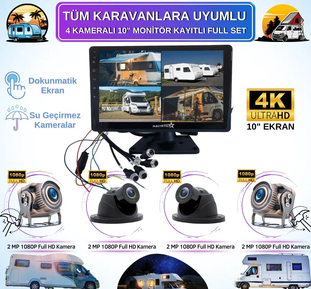 4 Kameralı Karavan Kamera Sistemi