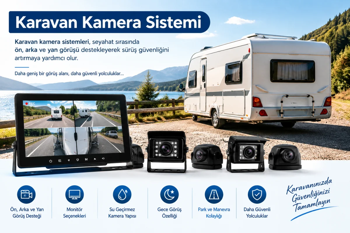 Uzaktan İzlemeli Karavan Kamera Sistemi Seti