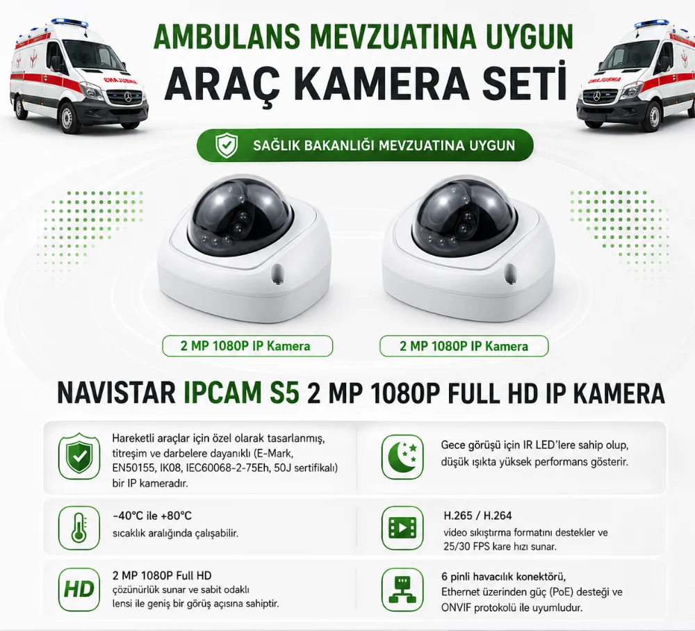 Ambulans Kamera – Navistar MNVR S9 ve IPCAM S5