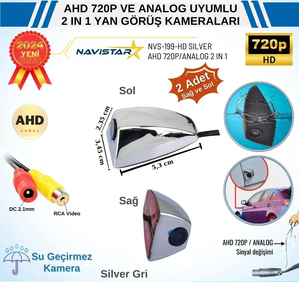 Yan Araç Kamerası (Silver Gri) Özel Tasarım
