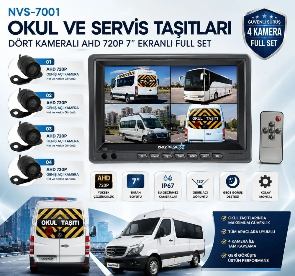 Okul Ve Servis Taşıtları Dört Kameralı Set