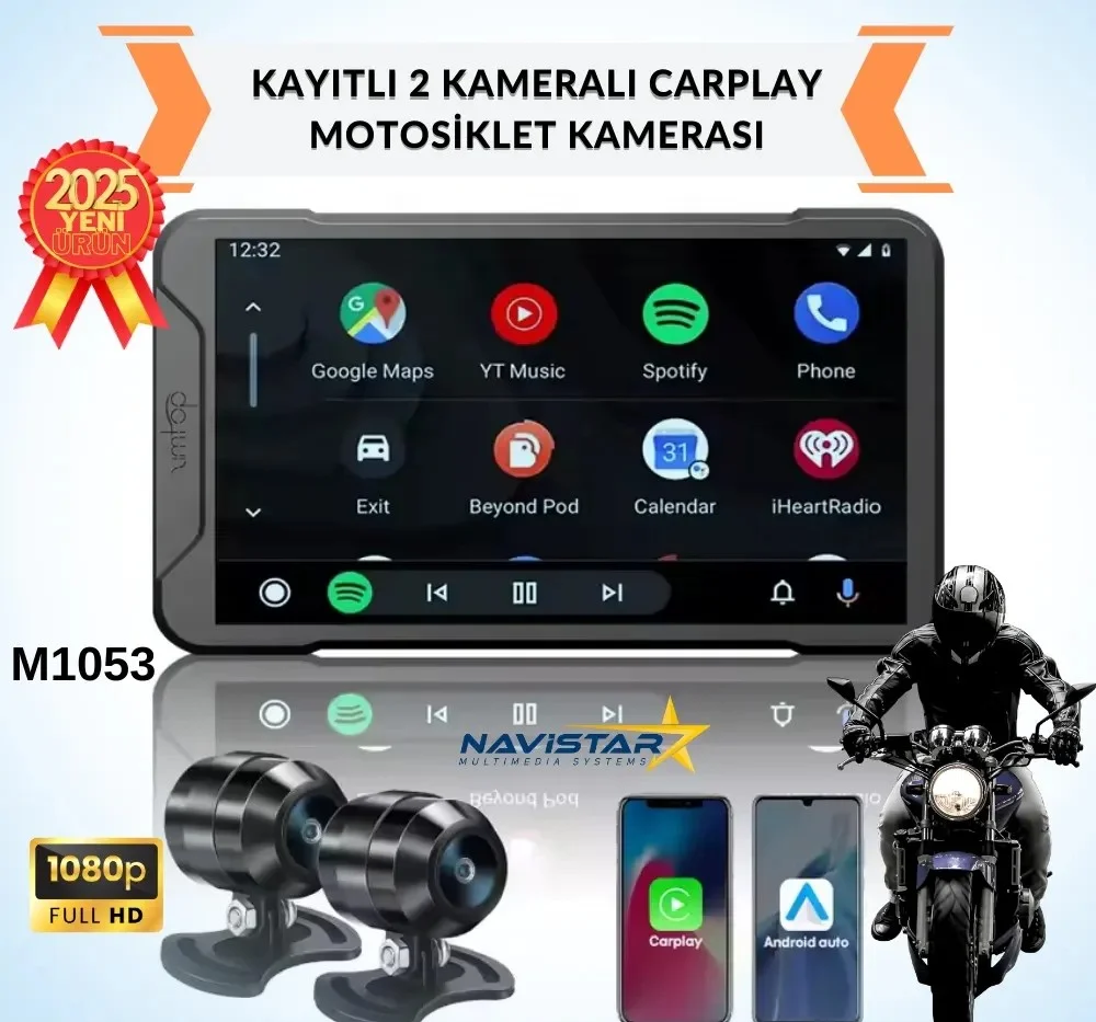 Motosiklet Kamera Seti 5 inç Carplay